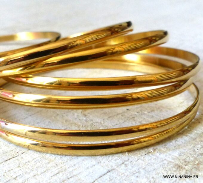 N6294 Semainier Bracelets jonc Acier inoxydable doré - Bijoux Bracelets en ligne Ninanina