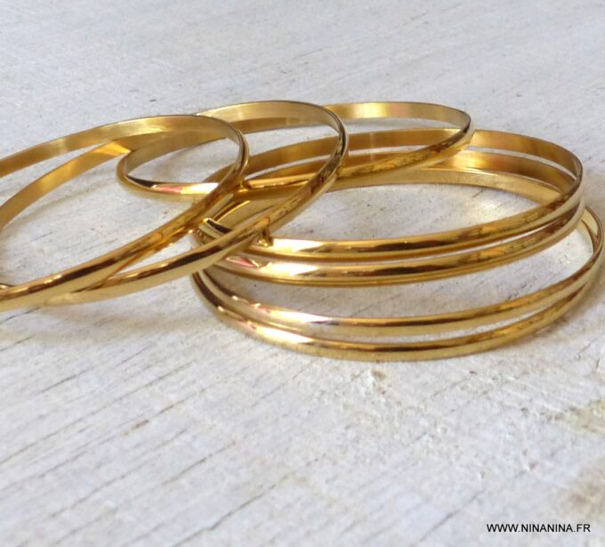 N6294b Semainier Bracelets jonc Acier inoxydable doré - Bijoux Bracelets en ligne Ninanina
