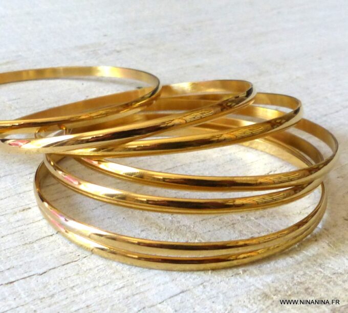 N6294d Semainier Bracelets jonc Acier inoxydable doré - Bijoux Bracelets en ligne Ninanina