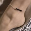 N6295d Chaine de cheville Swarovski perles noires Argent 925 - Bijoux de pied en ligne Ninanina