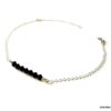 N6295e Chaine de cheville Swarovski perles noires Argent 925 - Bijoux de pied en ligne Ninanina