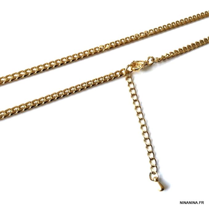 N6307e Longue chaine femme acier doré maille gourmette - Bijoux de corps en ligne Ninanina