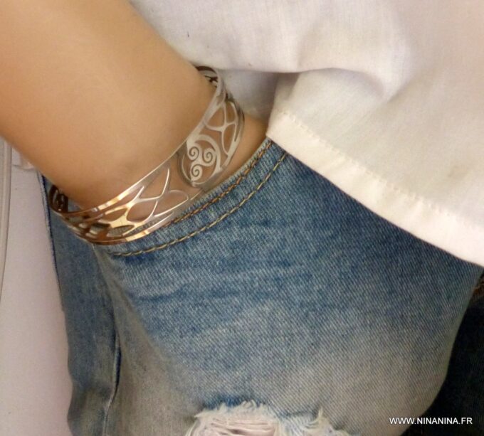 N6311h Bracelet acier homme et femme Triskel inoxydable argenté - Bijoux Bracelets en ligne Ninanina