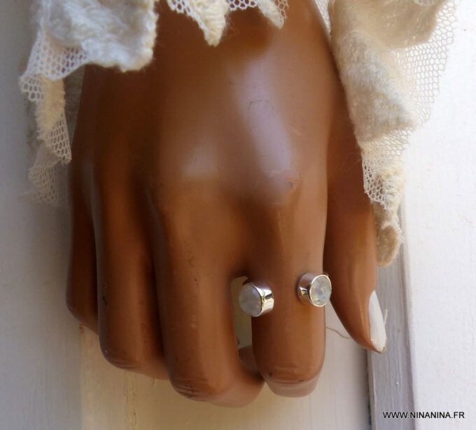 N6314m Bague pierre de lune argent 925 massif réglable - Bijoux Bagues pierres fines en ligne Ninanina