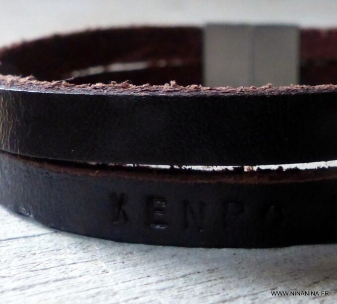 N6319b Bracelet cuir homme et femme fermoir aimanté Acier inoxydable - Bijoux Bracelets en ligne Ninanina