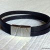 N6319b Bracelet homme cuir fermoir aimanté acier inoxydable - Bijoux Bracelets en ligne Ninanina