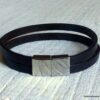 N6319f Bracelet homme cuir fermoir aimanté acier inoxydable - Bijoux Bracelets en ligne Ninanina