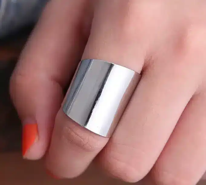 N6324 Bague large femme plaqué rhodium argent ajustable - Bijoux Bagues en ligne Ninanina