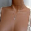 N6339g collier long plume argent 925 massif - Bijoux Colliers en ligne Ninanina