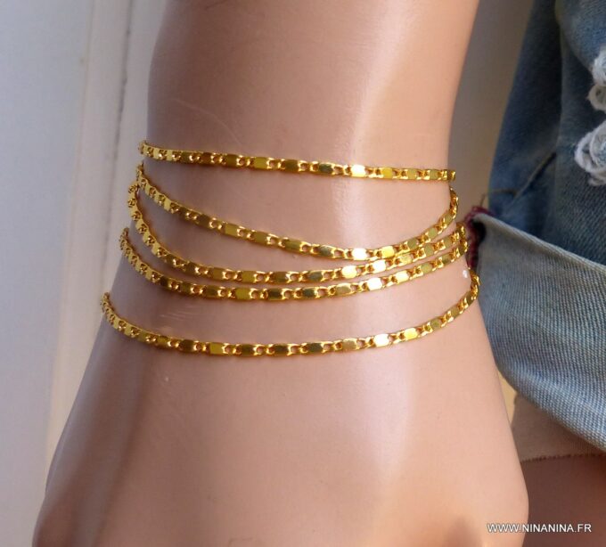 N6343h Chaine femme plaqué or 9 carats maille fantaisie - Bijoux Chaines en ligne Ninanina