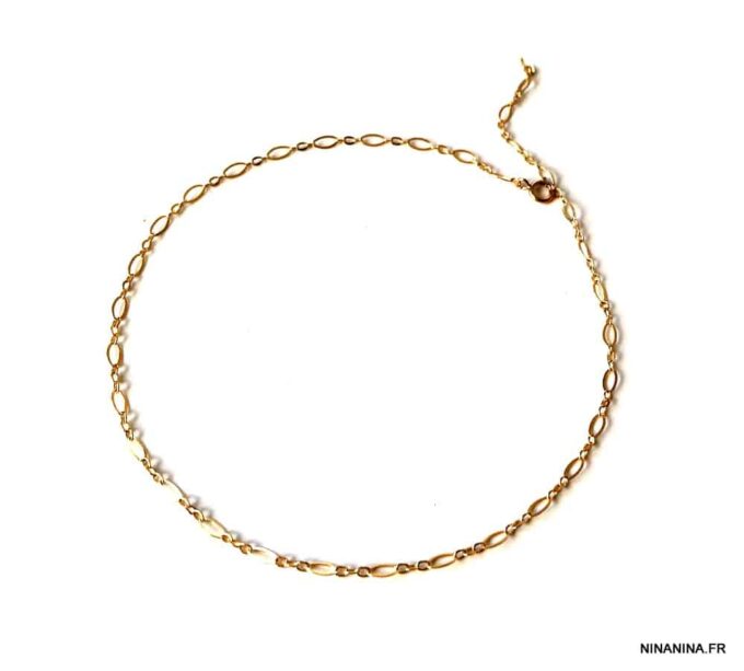 N6344a Chaine de cheville Plaqué Or 14 carats maille fantaisie - Bijoux Chaines en ligne Ninanina