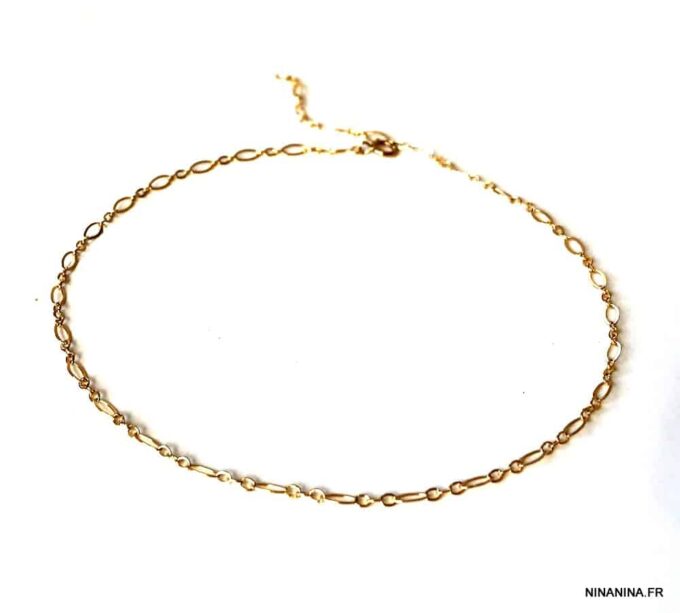 N6344c Chaine de cheville Plaqué Or 14 carats maille fantaisie - Bijoux Chaines en ligne Ninanina