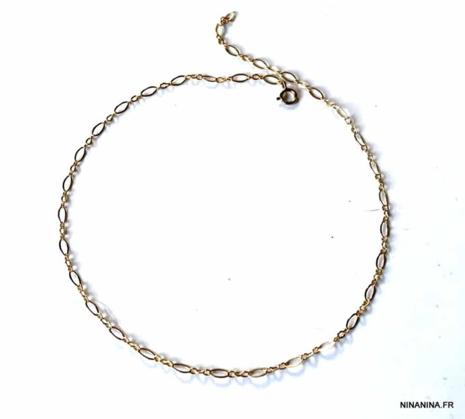 N6344e Chaine de cheville Plaqué Or 14 carats maille fantaisie - Bijoux Chaines en ligne Ninanina