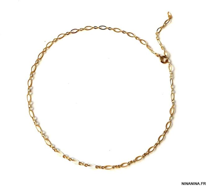 N6344g Chaine de cheville Plaqué Or 14 carats maille fantaisie - Bijoux Chaines en ligne Ninanina
