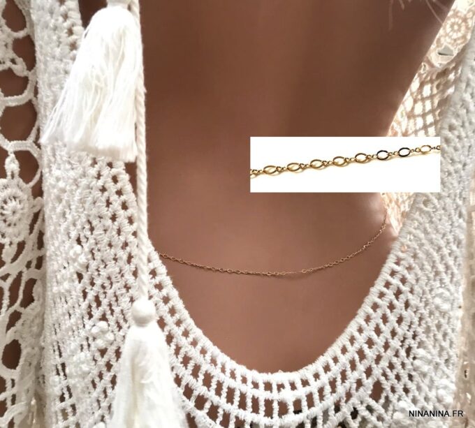 N6345m Chaine de taille plaqué or maille figaro alternée - Bijoux Chaines en ligne Ninanina
