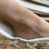 N6347 Chaine cheville Plaqué Or pas cher maille fantaisie femme - Bijoux de pied en ligne Ninanina