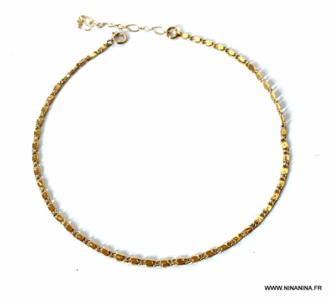 N6347c Chaine cheville Plaqué Or pas cher maille fantaisie femme - Bijoux de pied en ligne Ninanina