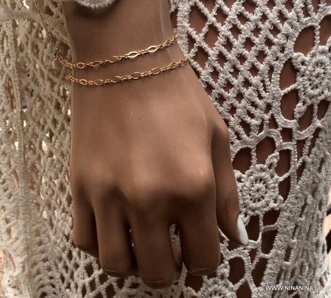 N6351e Chaine ras de cou plaqué or femme maille fantaisie - Bijoux Colliers en ligne Ninanina