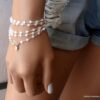 N6354a Bracelet Pierre de Lune grossesse Argent 925 avec bague -Bijoux Bracelets femmes en ligne Ninanina