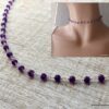 N6374 Collier ras de cou Argent 925 massif Infini Améthyste - Bijoux Colliers en ligne Ninanina