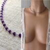 N6374e Collier ras de cou Argent 925 massif Infini Améthyste - Bijoux Colliers en ligne Ninanina