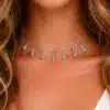 N6382b Collier Ethnique Argent Femme - Pendentifs Goutte Pointe Tribale - Bijoux colliers femmes en ligne Ninanina