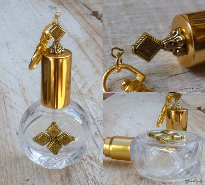 N6384 Vaporisateur de parfum de sac - atomiseur parfum verre et métal doré - Accessoires Atomiseurs en ligne Ninanina