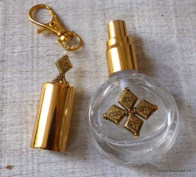 N6384d Vaporisateur de parfum de sac - atomiseur parfum verre et métal doré - Accessoires Atomiseurs en ligne Ninanina