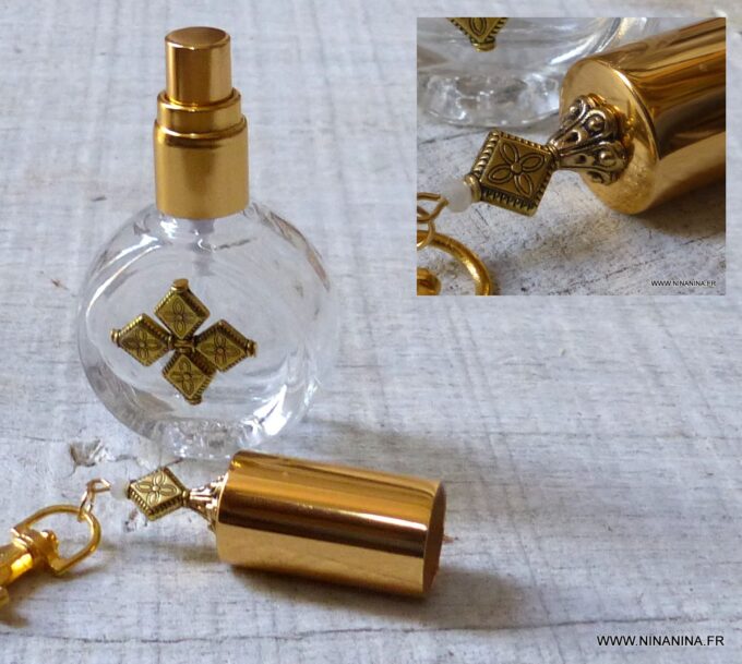 N6384p Vaporisateur de parfum de sac - atomiseur parfum verre et métal doré - Accessoires Atomiseurs en ligne Ninanina