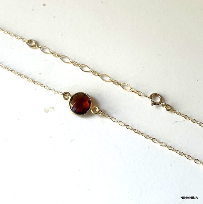 N6389c Chaine de taille Plaqué Or et Grenat rouge naturel - Bijoux de corps femmes en ligne Ninanina