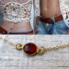 N6389d Chaîne de taille plaqué or cabochon grenat rouge naturelle véritable - Bijoux Chaines en ligne NINANINA