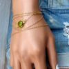 N6390d Chaîne de taille plaqué or cabochon péridot vert naturel véritable - Bijoux Chaines en ligne NINANINA