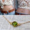N6390e Chaîne de taille plaqué or cabochon péridot vert naturel véritable - Bijoux Chaines en ligne NINANINA