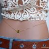 N6390i Chaîne de taille plaqué or cabochon péridot vert naturel véritable - Bijoux Chaines en ligne NINANINA