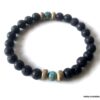 N6392 Bracelet de pierre de lave homme et turquoise africaine - Bijoux Bracelets en ligne Ninanina