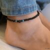 N6395a Bracelet cheville surfeuse surfer pierre de lave et turquoise - Bijoux de pied en ligne Ninanina