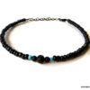 N6395d Bracelet cheville surfeuse surfer pierre de lave et turquoise - Bijoux de pied en ligne Ninanina