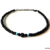 N6395i Bracelet cheville surfeuse surfer pierre de lave et turquoise - Bijoux de pied en ligne Ninanina