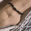 N6395j Bracelet cheville surfeuse surfer pierre de lave et turquoise - Bijoux de pied en ligne Ninanina