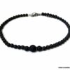 N6396 Bracelet de cheville homme pierre de lave noire - Bijoux Bracelets en ligne Ninanina
