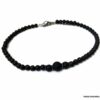 N6396a Bracelet de cheville homme pierre de lave noire - Bijoux Bracelets en ligne Ninanina