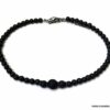 N6396b Bracelet de cheville homme pierre de lave noire - Bijoux Bracelets en ligne Ninanina