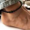 N6396c Bracelet de cheville homme pierre de lave noire - Bijoux Bracelets en ligne Ninanina
