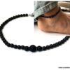 N6396d Bracelet de cheville homme pierre de lave noire - Bijoux Bracelets en ligne Ninanina