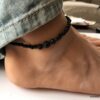 N6396e Bracelet de cheville homme pierre de lave noire - Bijoux Bracelets en ligne Ninanina