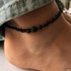 N6396f Bracelet de cheville homme pierre de lave noire - Bijoux Bracelets en ligne Ninanina