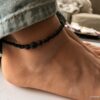 N6396g Bracelet de cheville homme pierre de lave noire - Bijoux Bracelets en ligne Ninanina