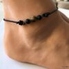 N6397e Bracelet au cheville homme pierre de lave oeil de tigre - Bijoux Bracelets en ligne Ninanina