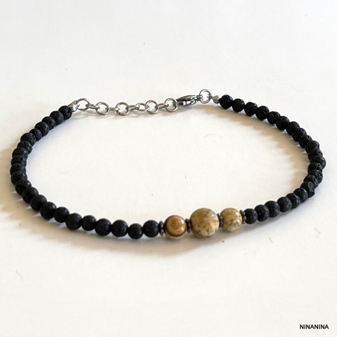 N6407C Bracelet cheville pierre de lave homme et femme - Bijoux bracelets en ligne Ninanina