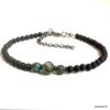 N6409d Bracelet cheville noir perles pierre de lave noires homme femme - Bijoux Bracelets en ligne Ninanina